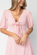Ginger Tie Short Dress | Pink Stripe