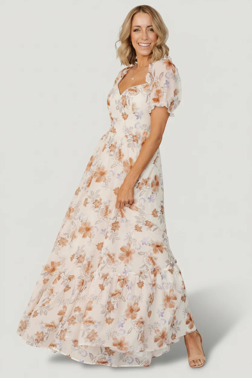 Aberdeen Sweetheart Maxi Dress | Cream Floral