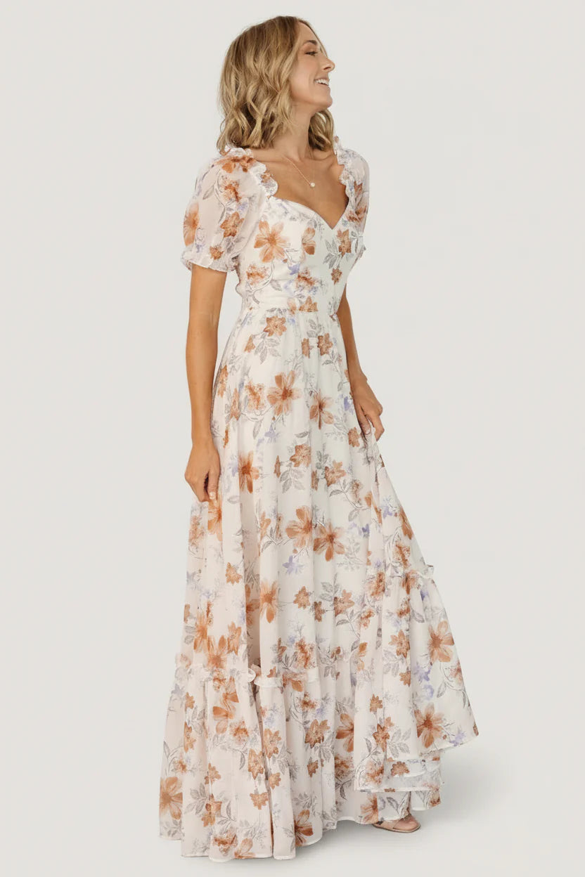 Aberdeen Sweetheart Maxi Dress | Cream Floral