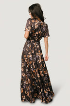 Agnes Satin Maxi Dress | Brown Floral