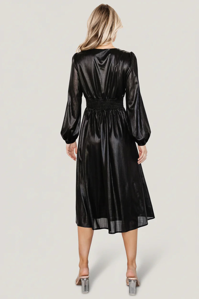 Aisha Shimmer Dress | Black