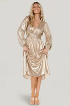 Aisha Shimmer Dress | Champagne