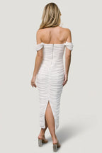 Alessandra Mesh Midi Dress | Off White
