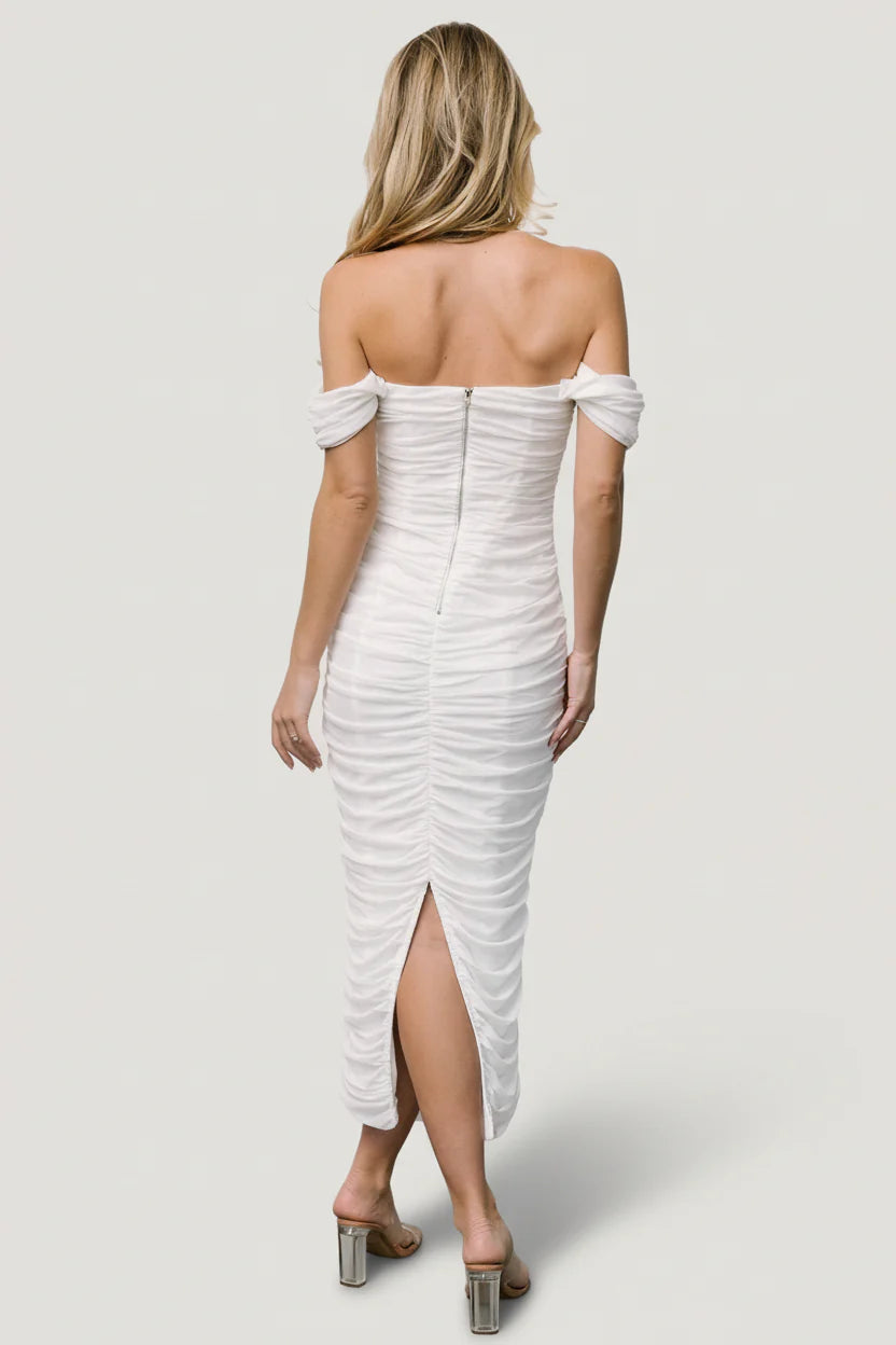 Alessandra Mesh Midi Dress | Off White
