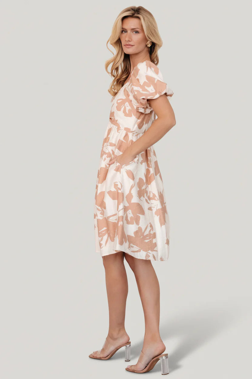 Alona Short Dress | Natural Floral