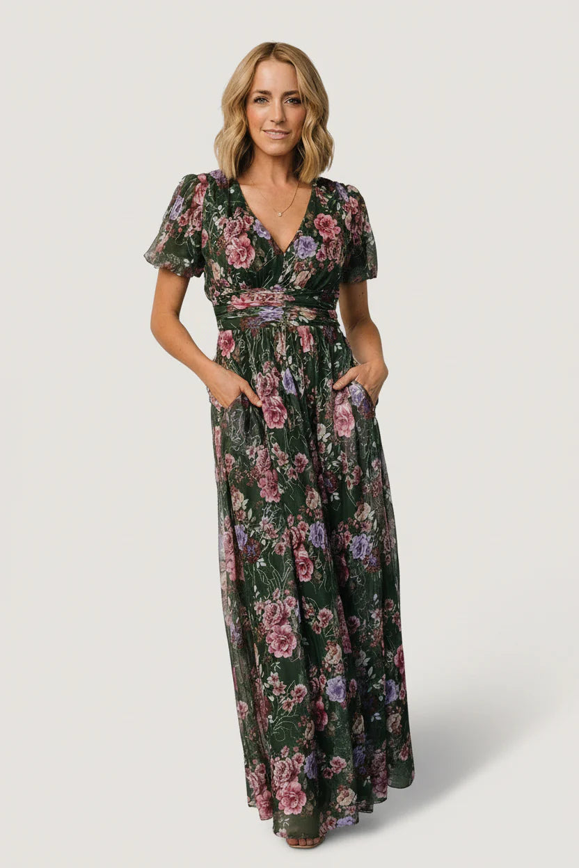 Ardley Maxi Dress | Green + Pink Floral