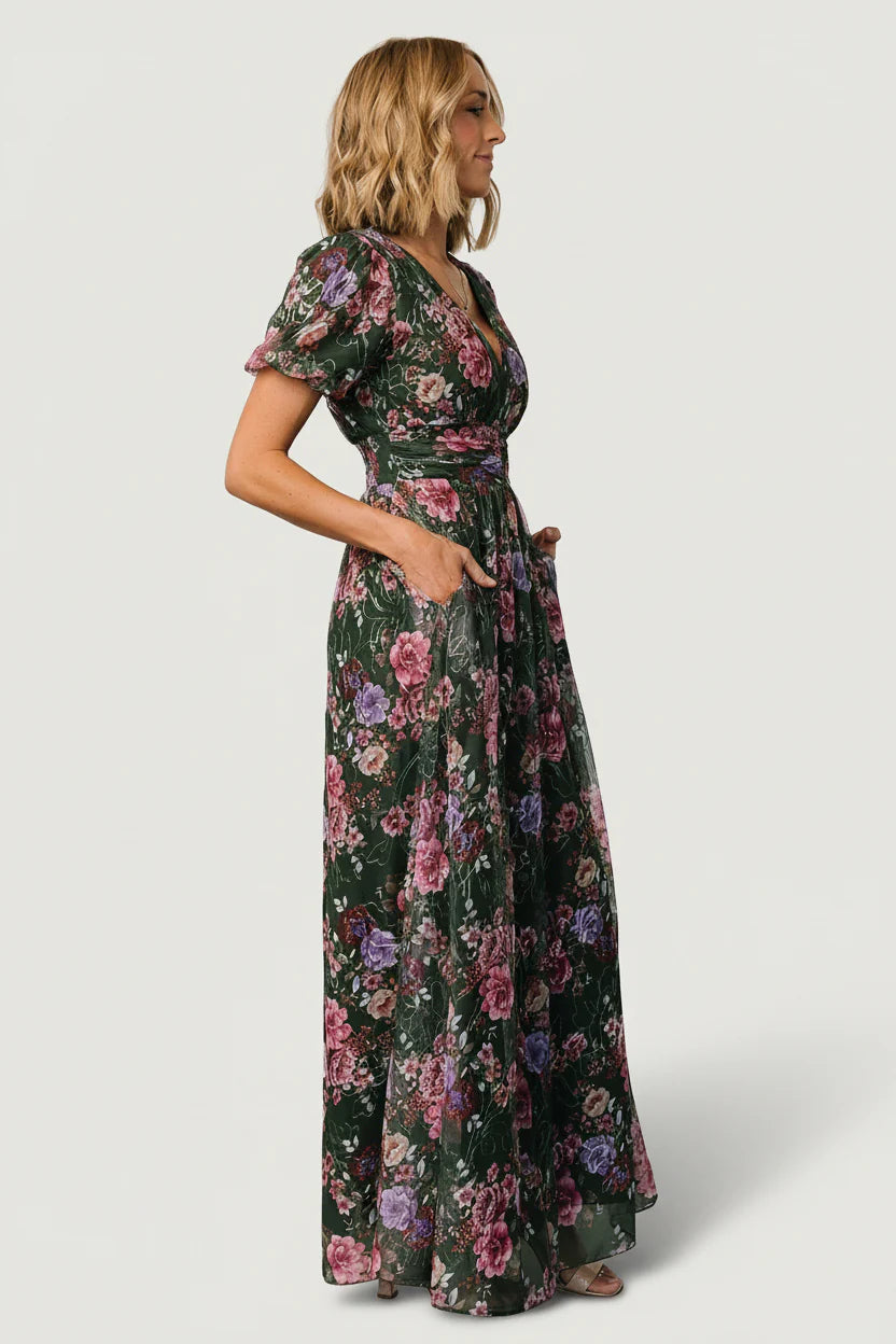 Ardley Maxi Dress | Green + Pink Floral