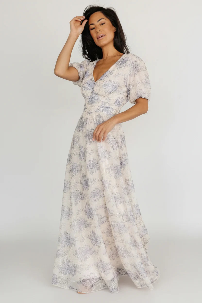 Ardley Maxi Dress | Cream + Blue