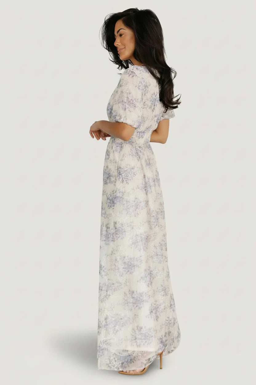 Ardley Maxi Dress | Cream + Blue