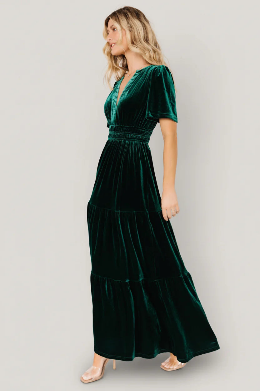 Artemis Velvet Maxi Dress | Emerald