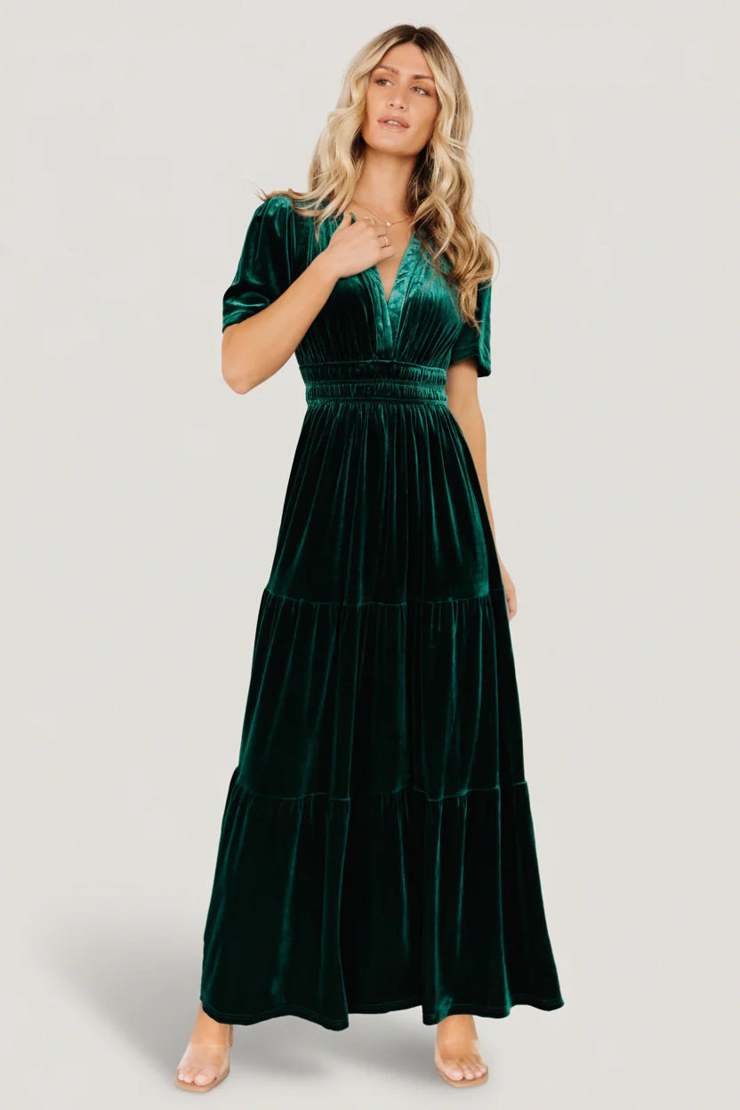 Artemis Velvet Maxi Dress | Emerald