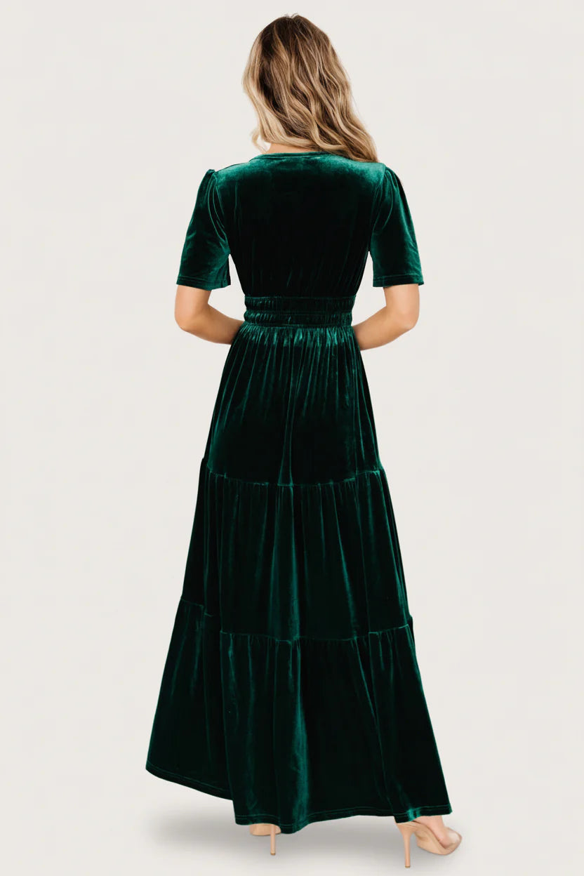 Artemis Velvet Maxi Dress | Emerald
