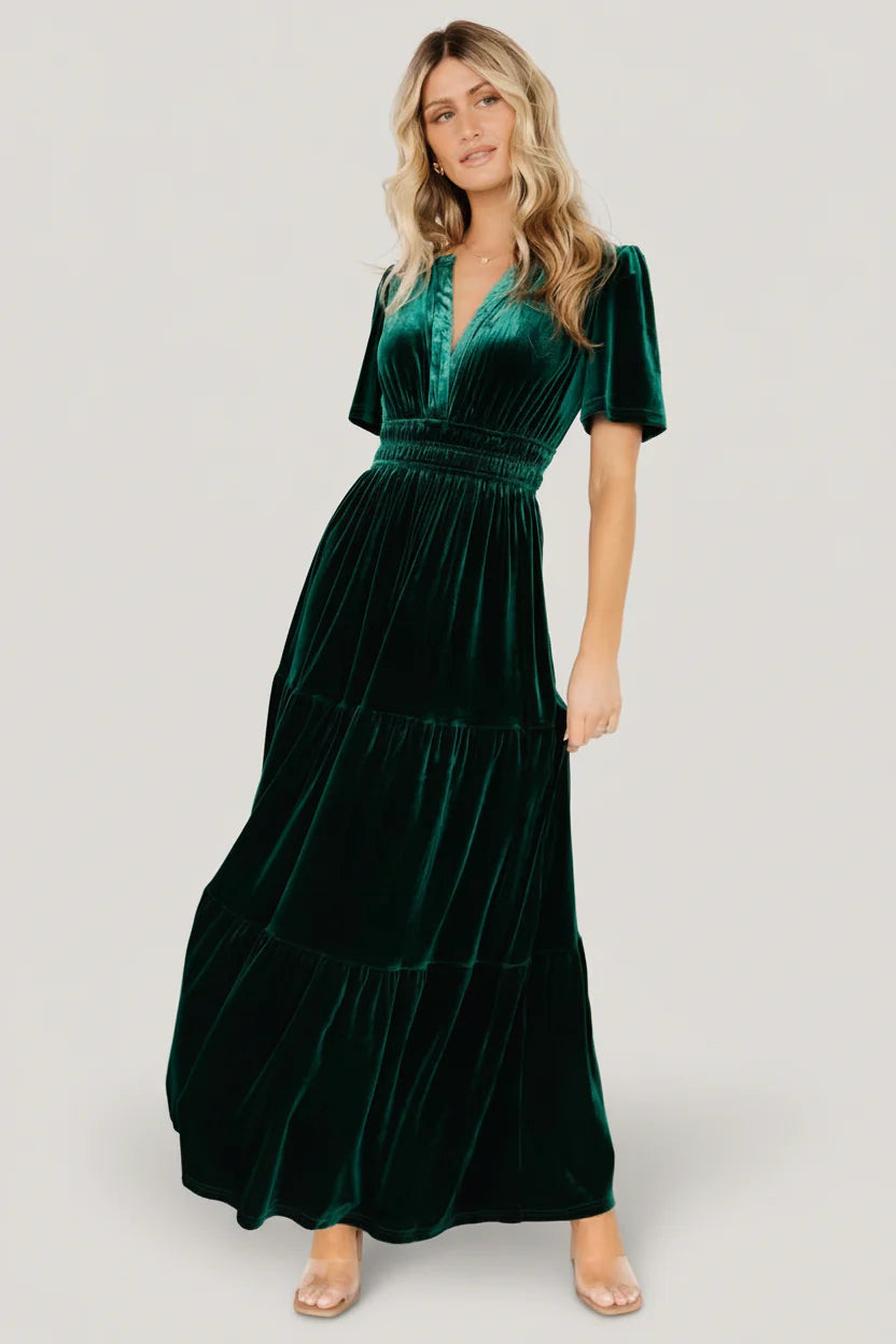 Artemis Velvet Maxi Dress | Emerald