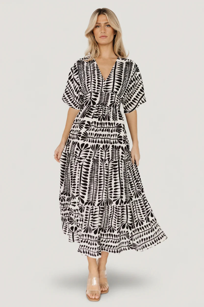 Austin Kimono Dress | Black Print