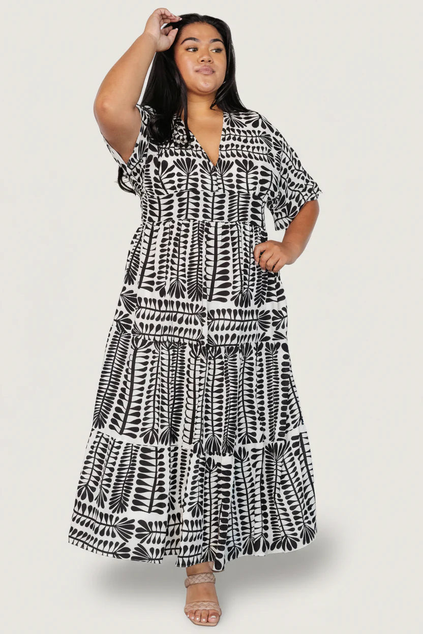 Austin Kimono Dress | Black Print