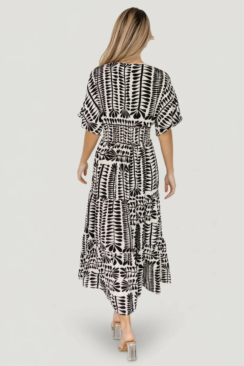 Austin Kimono Dress | Black Print