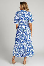 Austin Kimono Dress | Cobalt Print
