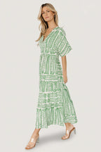 Austin Kimono Dress | Green Print