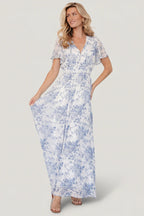Birdie Maxi Dress | Off White + Blue