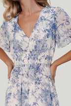 Birdie Maxi Dress | Off White + Blue