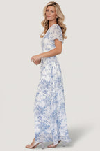 Birdie Maxi Dress | Off White + Blue