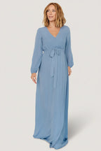 Breanne Faux Wrap Maxi Dress | Slate Blue
