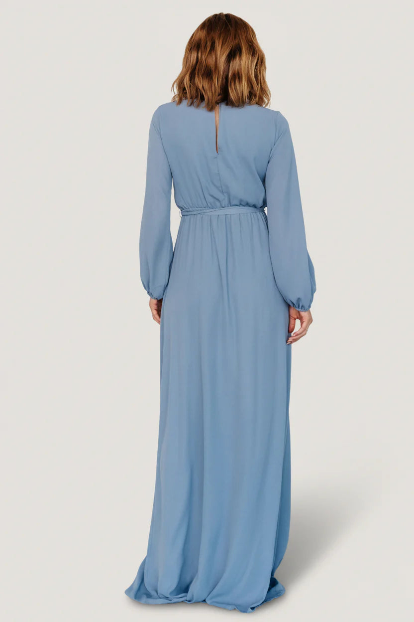 Breanne Faux Wrap Maxi Dress | Slate Blue