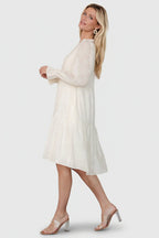 Brenna Button Midi Dress | Cream