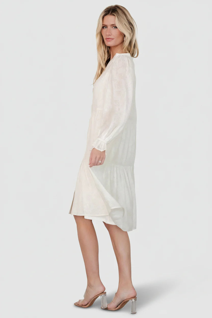 Brenna Button Midi Dress | Cream