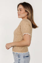 Britt Pointelle Knit Top | Natural + Ivory