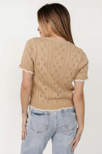 Britt Pointelle Knit Top | Natural + Ivory