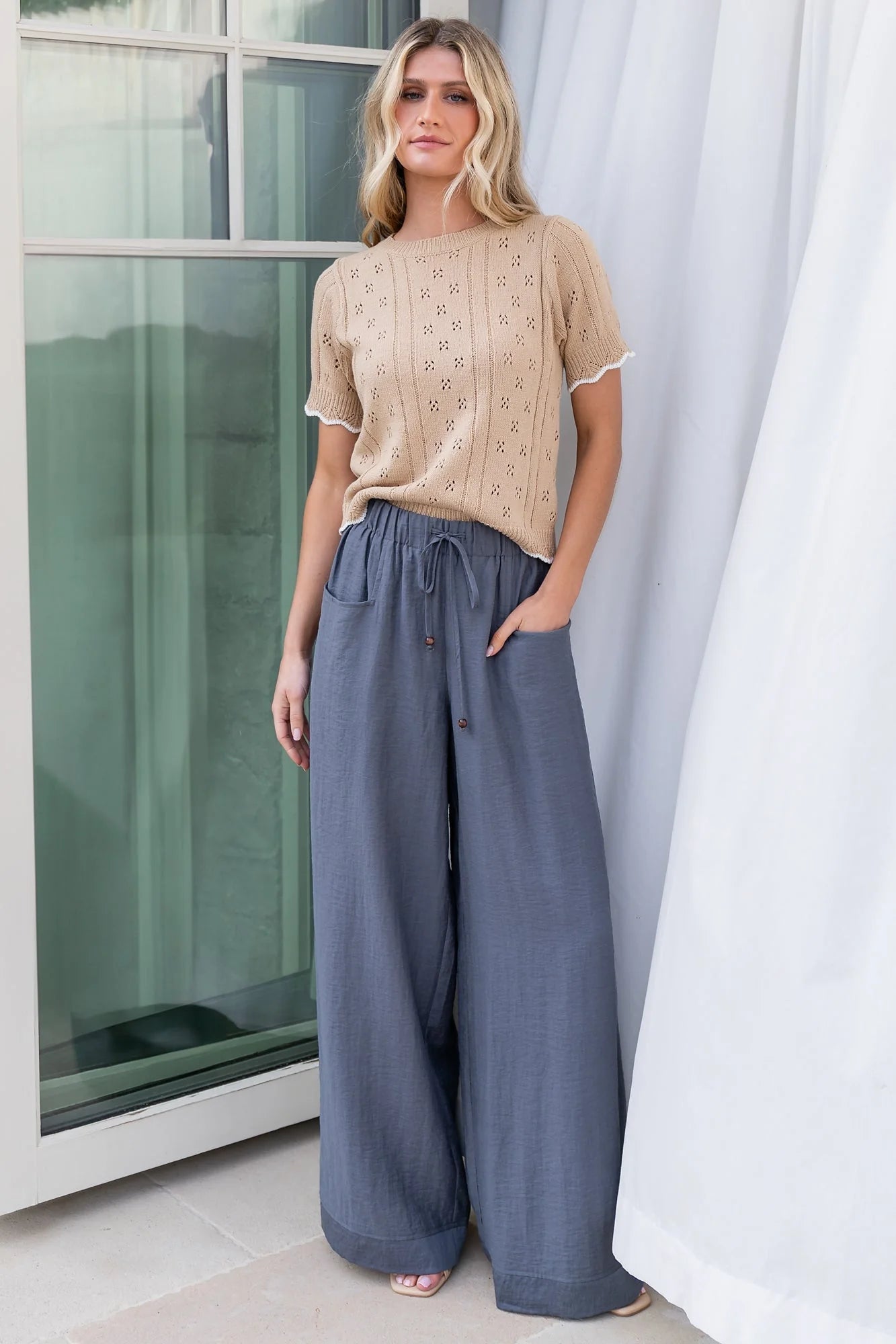 Britt Pointelle Knit Top | Natural + Ivory