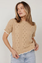 Britt Pointelle Knit Top | Natural + Ivory