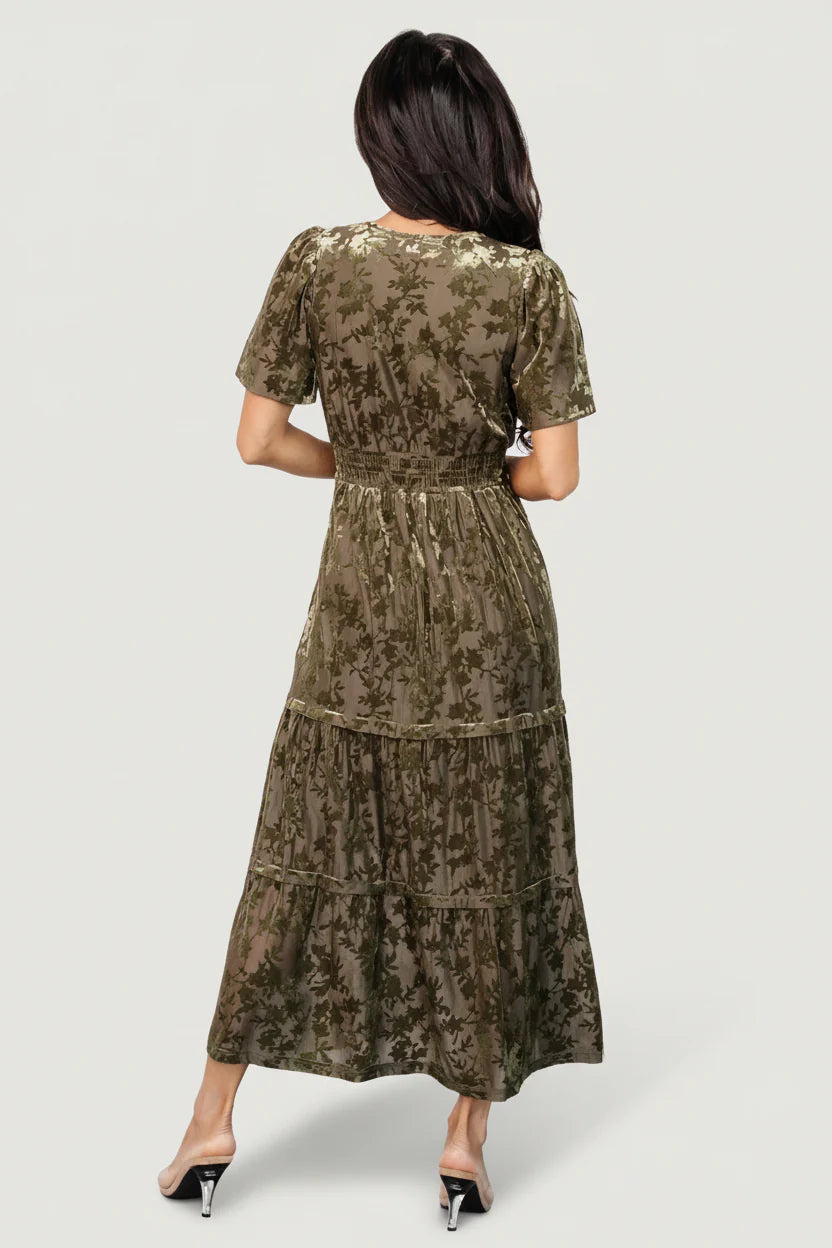 Bronwyn Velvet Dress | Olive