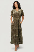 Bronwyn Velvet Dress | Olive