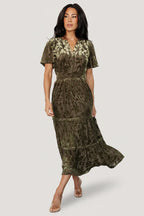 Bronwyn Velvet Dress | Olive