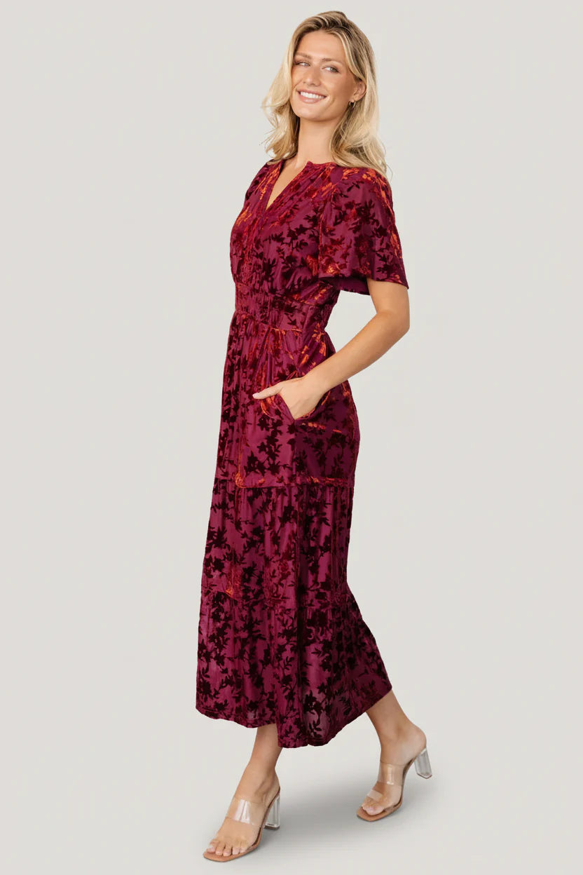 Bronwyn Velvet Dress | Rust