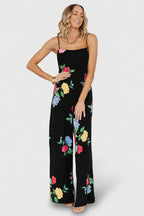 Brooklyn Wide Leg Jumpsuit | Black Floral