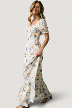Capri Smocked Maxi Dress | White Multi Print