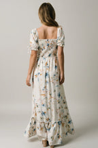 Capri Smocked Maxi Dress | White Multi Print