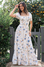 Capri Smocked Maxi Dress | White Multi Print