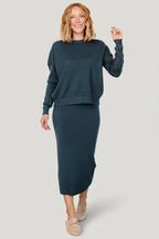 Carey Waffle Midi Skirt | Midnight Blue