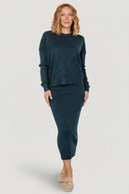 Carey Waffle Midi Skirt | Midnight Blue