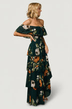 Carina Off Shoulder Maxi Dress | Deep Topaz Floral
