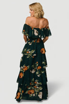 Carina Off Shoulder Maxi Dress | Deep Topaz Floral