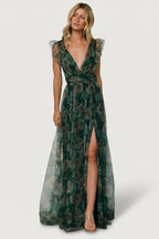 Carmine Maxi Dress | Green Floral
