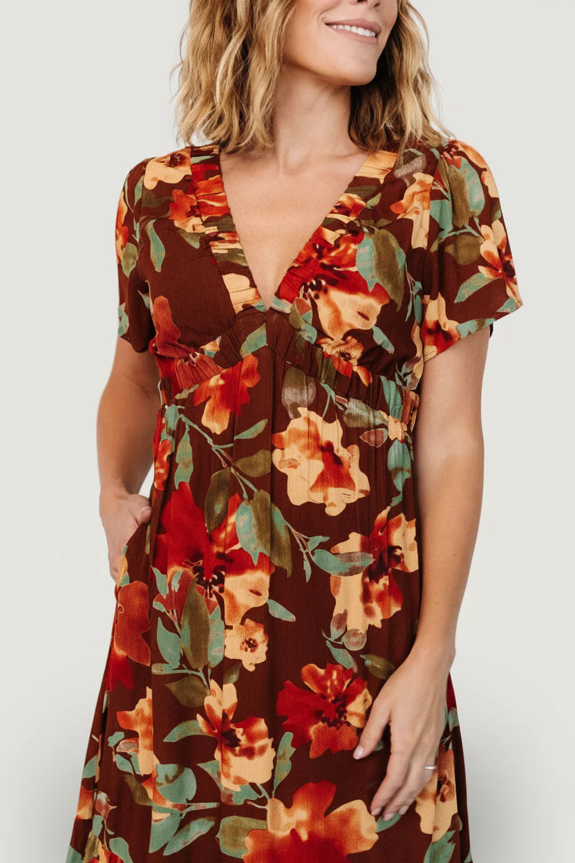 Cassie Short Sleeve Dress | Copper Floral