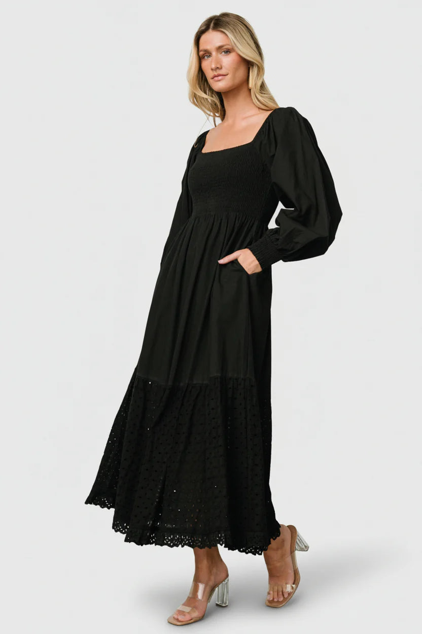 Chandler Eyelet Maxi Dress | Black