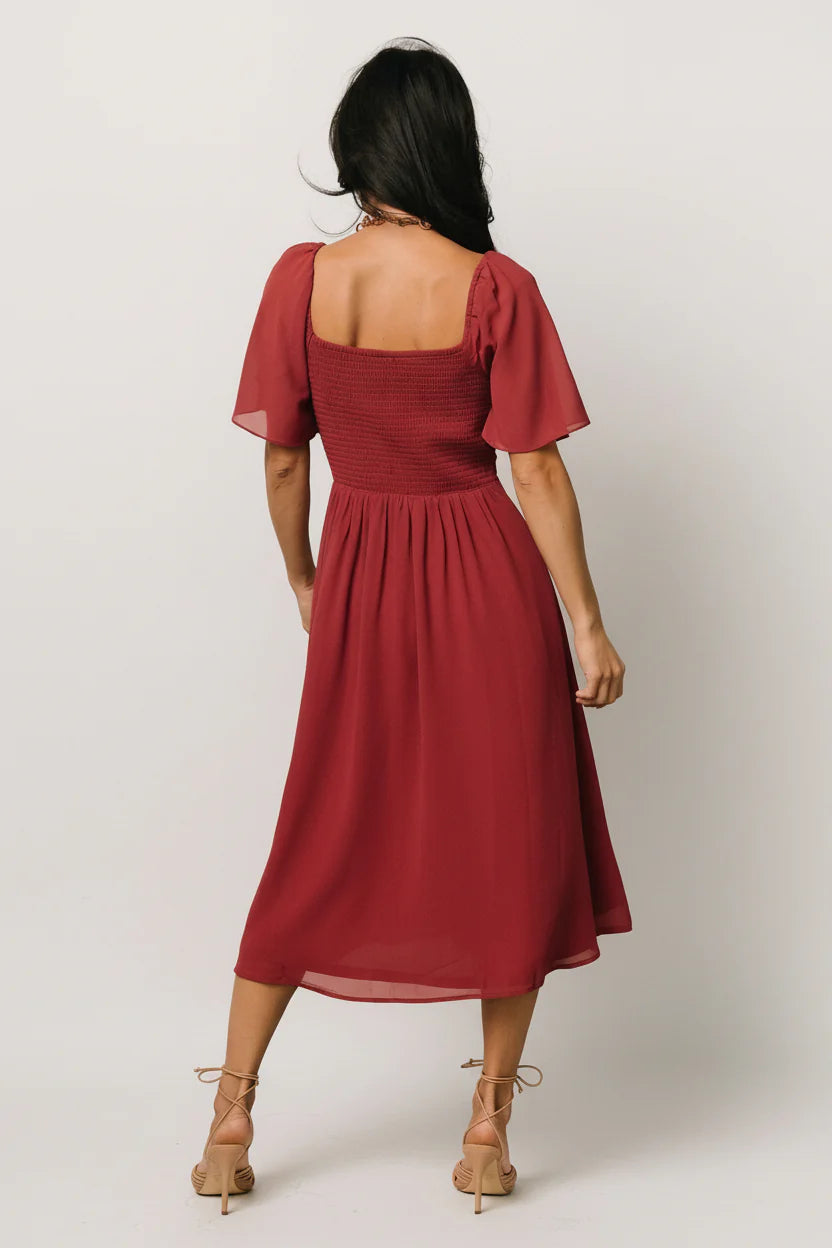 Colette Sweetheart Midi Dress | Terracotta