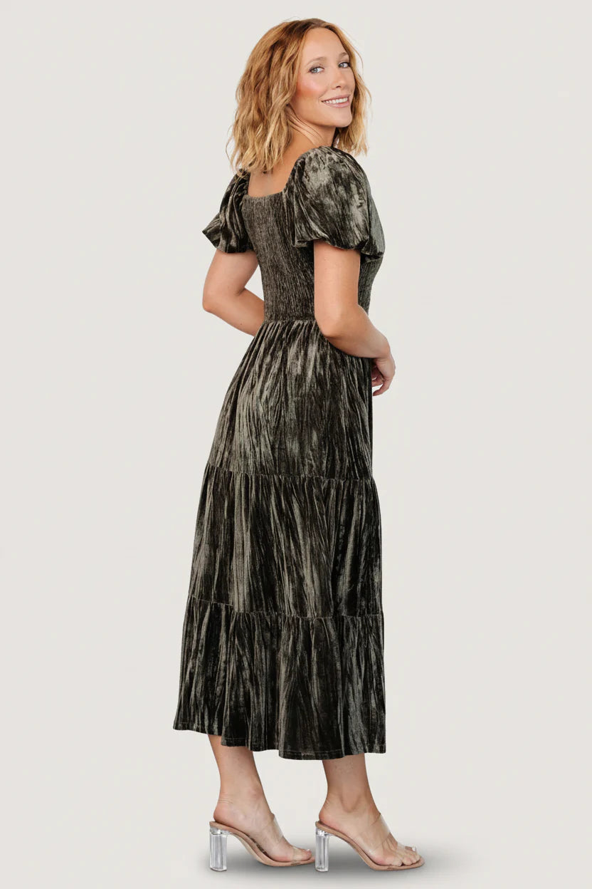 Colleen Velvet Maxi Dress | Olive